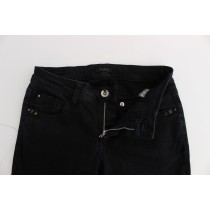 Costume National Glatte schwarze Slim Fit Designer Jeans