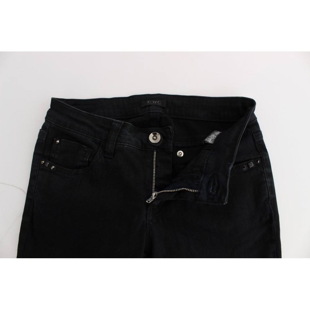Costume National Glatte schwarze Slim Fit Designer Jeans