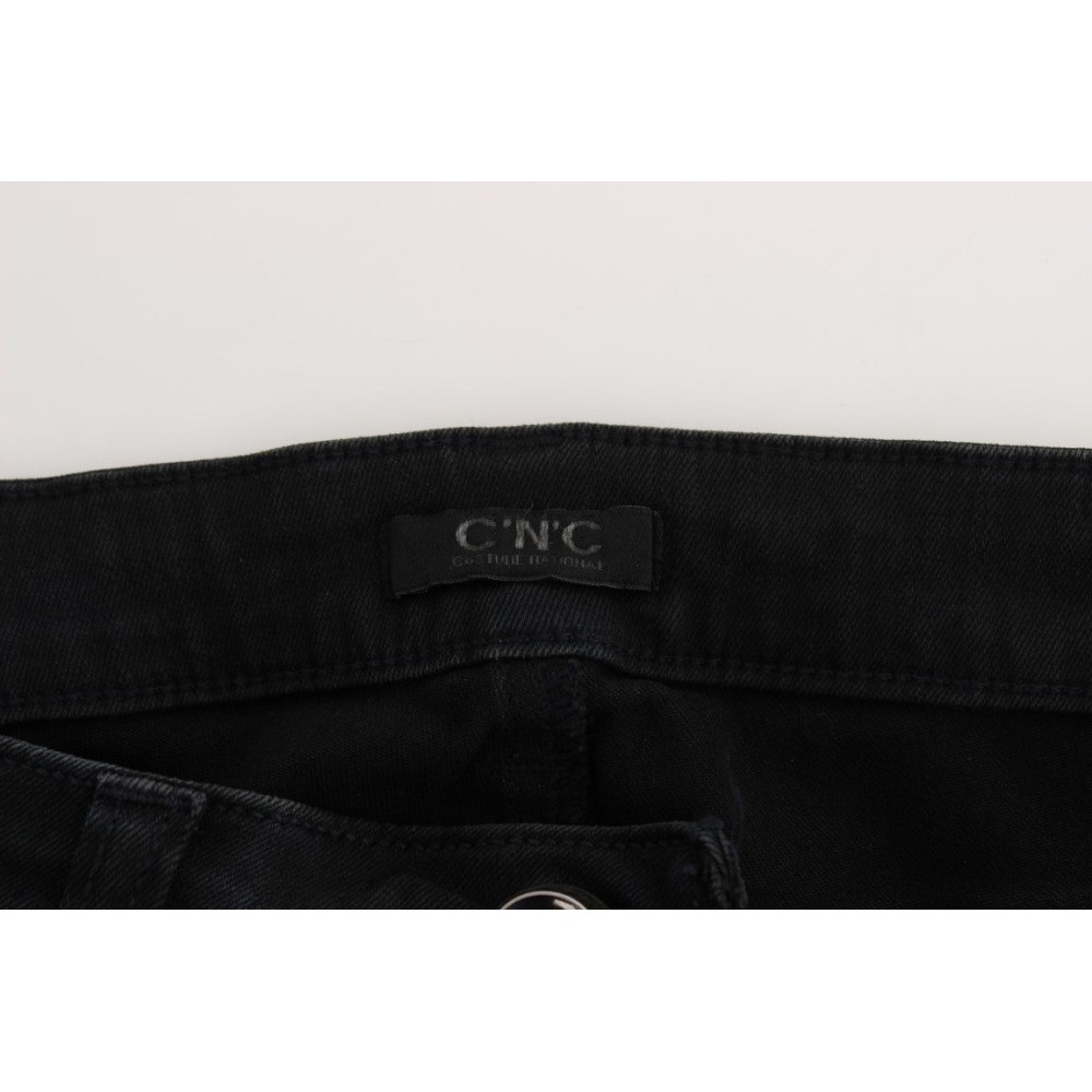 Costume National Glatte schwarze Slim Fit Designer Jeans
