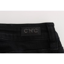 Costume National Glatte schwarze Slim Fit Designer Jeans