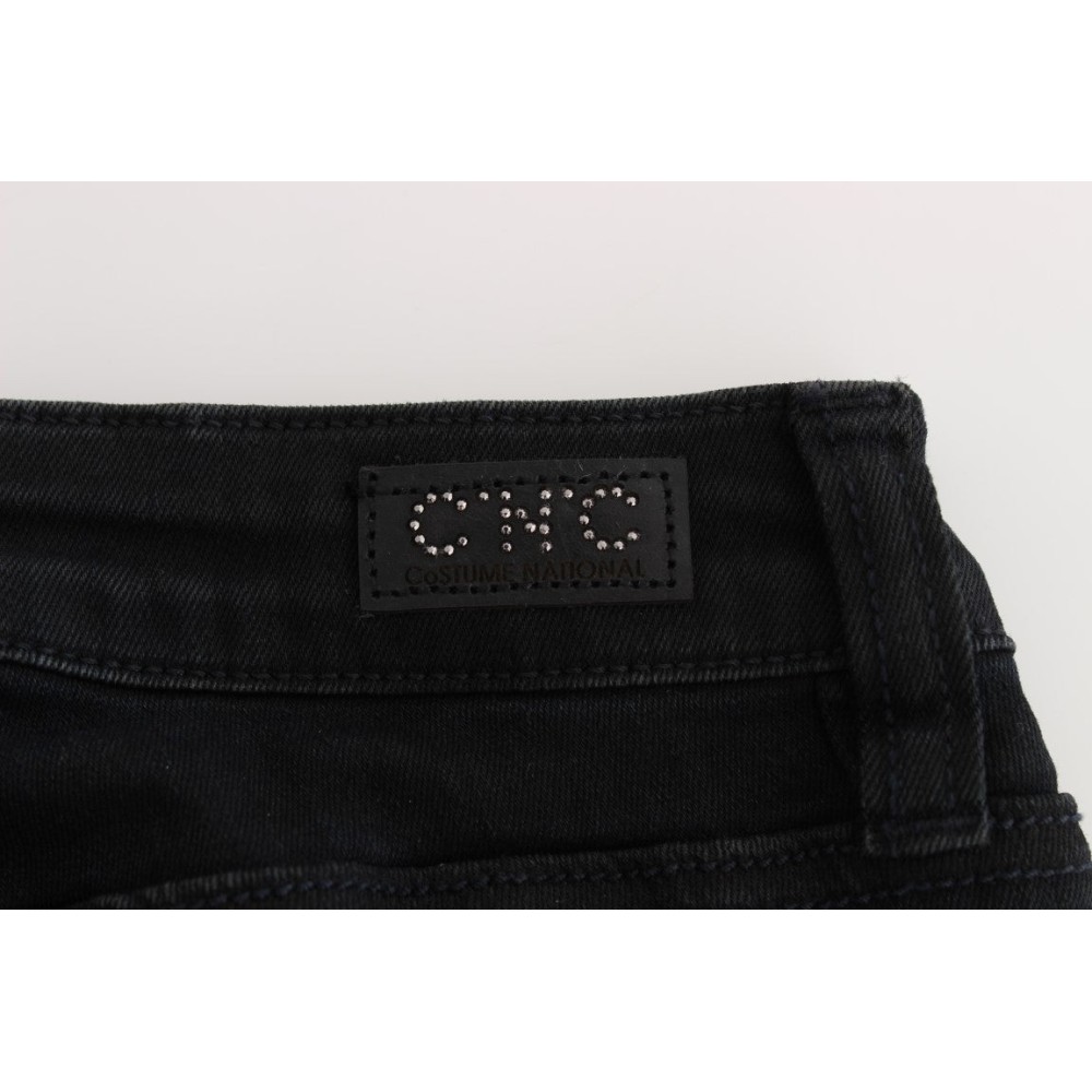 Costume National Glatte schwarze Slim Fit Designer Jeans