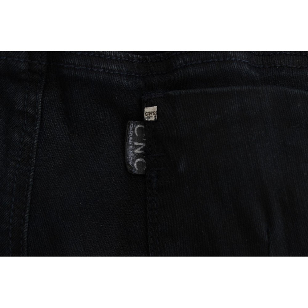 Costume National Glatte schwarze Slim Fit Designer Jeans