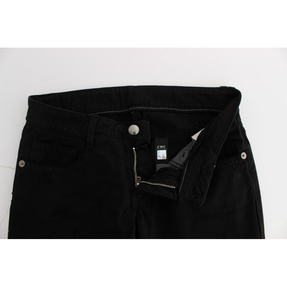 Costume National Schicke schwarze Slim Fit Jeans mit Reißverschluss aus Baumwolle