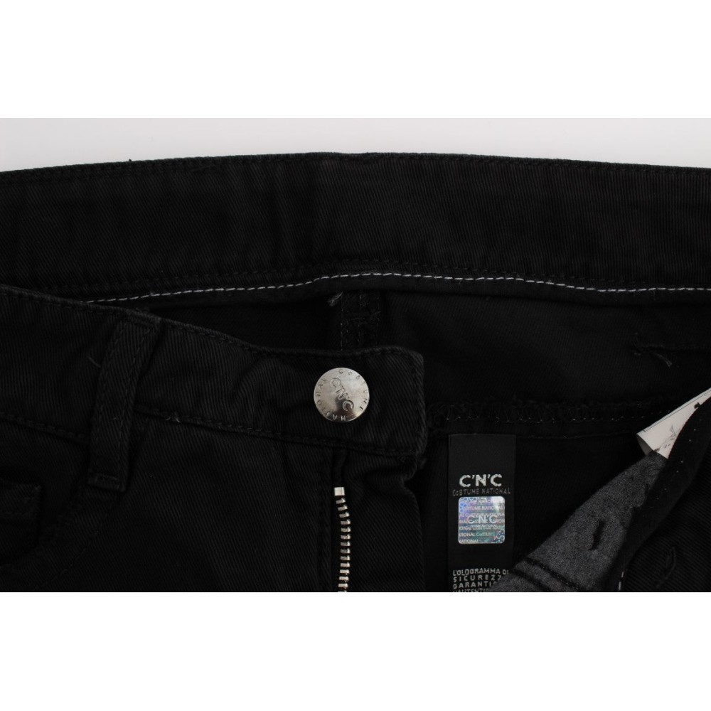 Costume National Schicke schwarze Slim Fit Jeans mit Reißverschluss aus Baumwolle