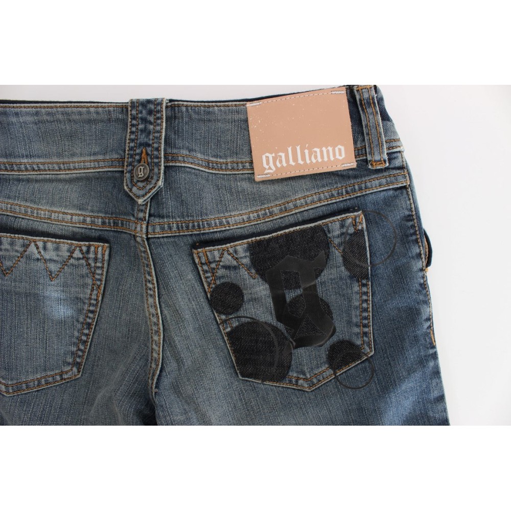 John Galliano Schicke Slim Fit Bootcut Jeans in blauer Waschung