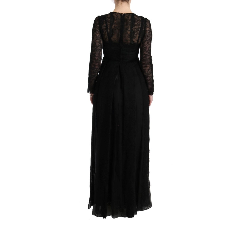 Dolce & Gabbana Elegantes Schwarzes Etuikleid mit langen Ärmeln