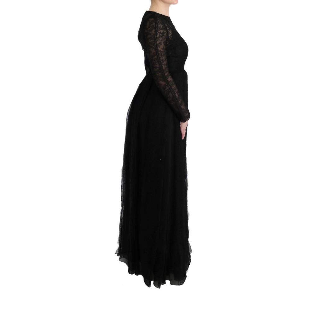 Dolce & Gabbana Elegantes Schwarzes Etuikleid mit langen Ärmeln