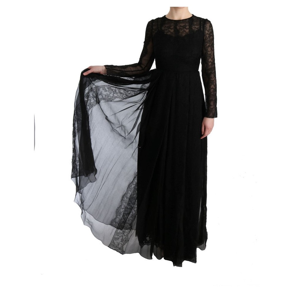 Dolce & Gabbana Elegantes Schwarzes Etuikleid mit langen Ärmeln