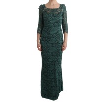 Dolce & Gabbana Elegantes Grünes Kristallverziertes Etuikleid