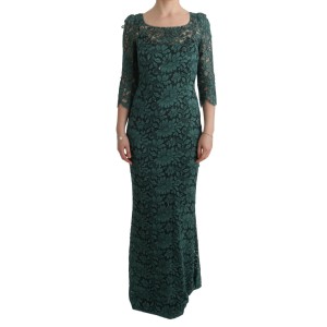 Dolce & Gabbana Elegantes Grünes Kristallverziertes Etuikleid
