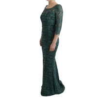 Dolce & Gabbana Elegantes Grünes Kristallverziertes Etuikleid