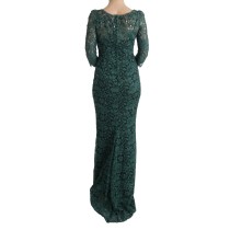 Dolce & Gabbana Elegantes Grünes Kristallverziertes Etuikleid