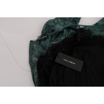 Dolce & Gabbana Elegantes Grünes Kristallverziertes Etuikleid