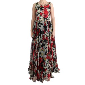 Dolce & Gabbana Florales Maxikleid mit Sonnenblumendruck und Kristallen