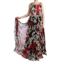 Dolce & Gabbana Florales Maxikleid mit Sonnenblumendruck und Kristallen