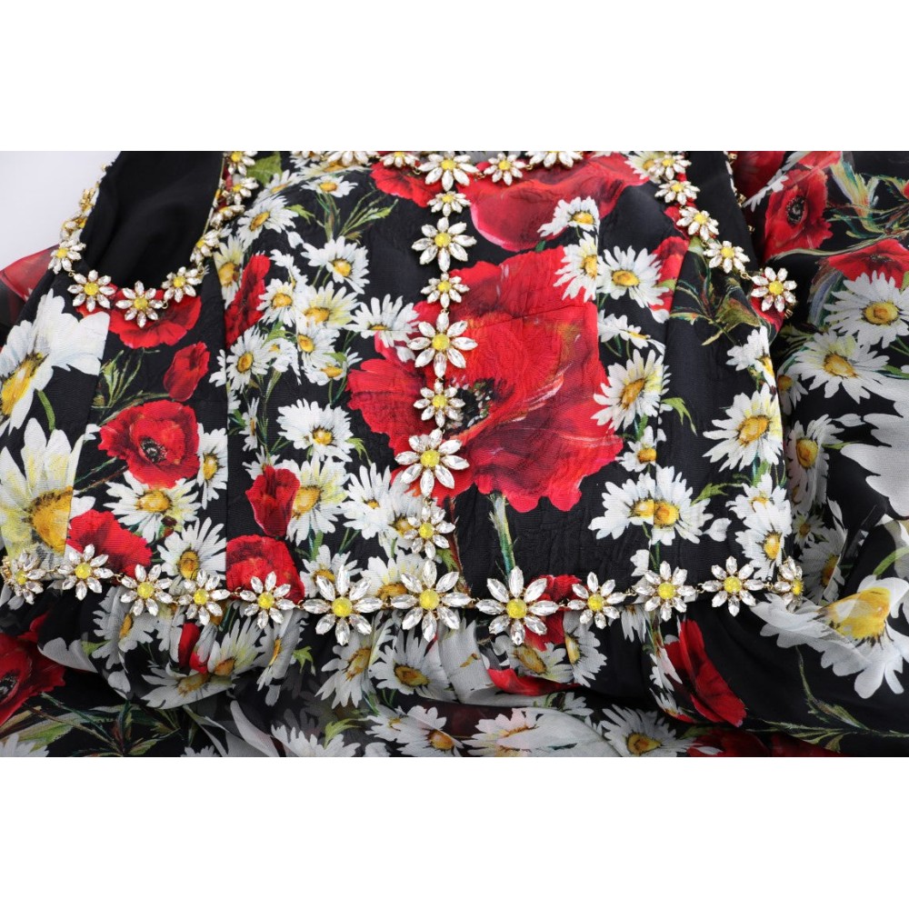 Dolce & Gabbana Florales Maxikleid mit Sonnenblumendruck und Kristallen