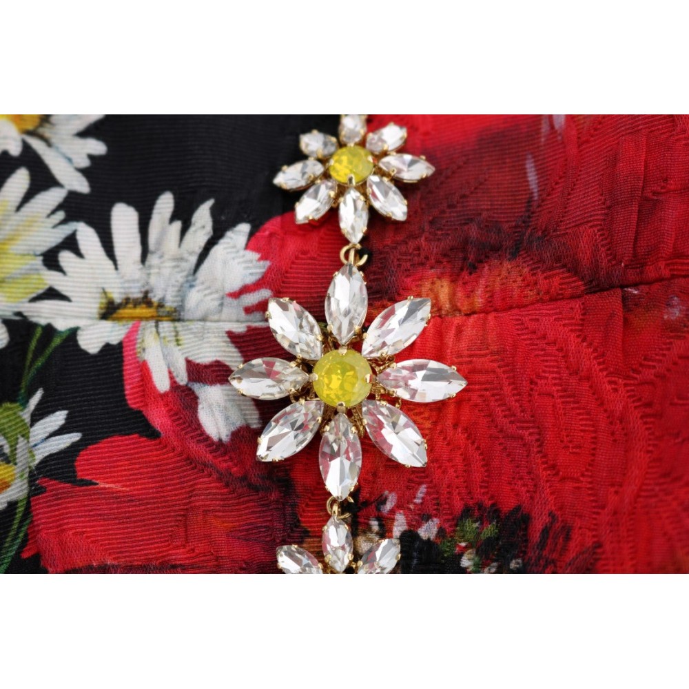 Dolce & Gabbana Florales Maxikleid mit Sonnenblumendruck und Kristallen