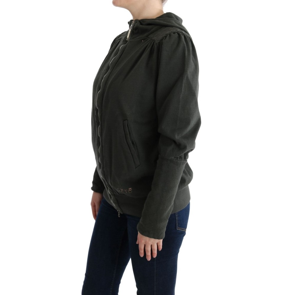 Exte Schicker grauer Pullover aus Baumwolle mit durchgehendem Reißverschluss
