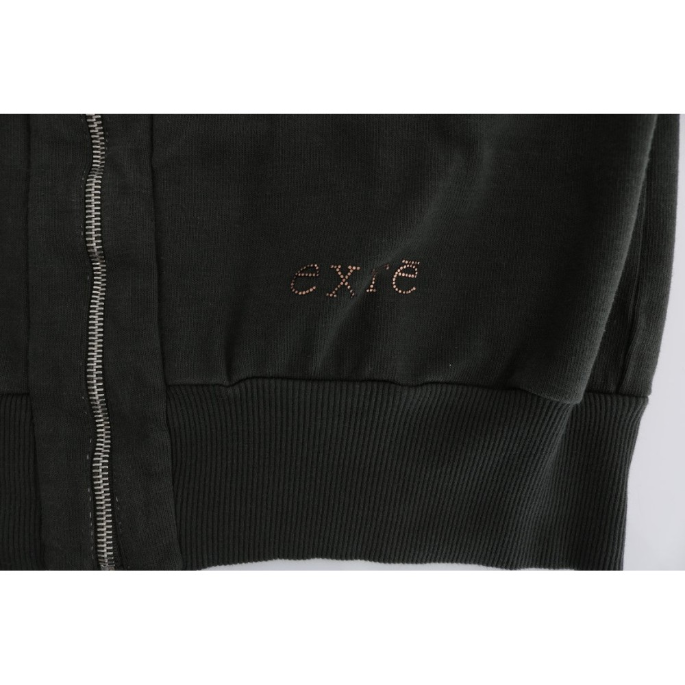 Exte Schicker grauer Pullover aus Baumwolle mit durchgehendem Reißverschluss