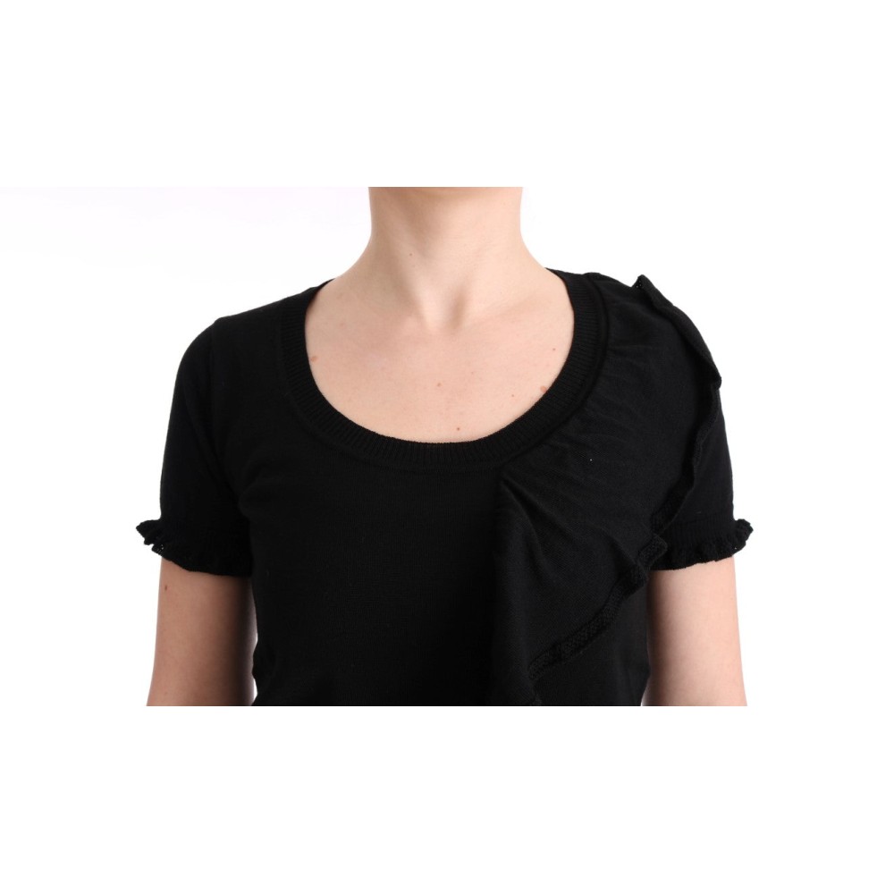 MARGHI LO\' Elegantes schwarzes Lana-Wolltop