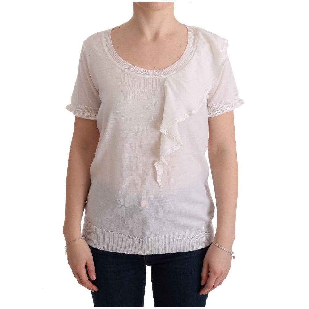MARGHI LO\' Elegantes weißes Lana-Wolltop