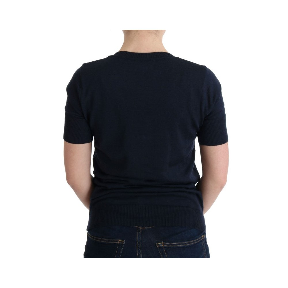 MARGHI LO\' Elegantes Top aus blauer Wolle - Schicke Eleganz für jeden Tag