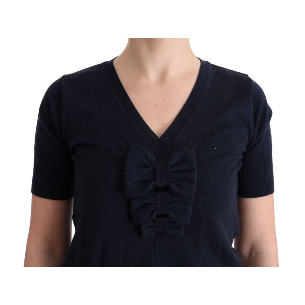 MARGHI LO\' Elegantes Top aus blauer Wolle - Schicke Eleganz für jeden Tag