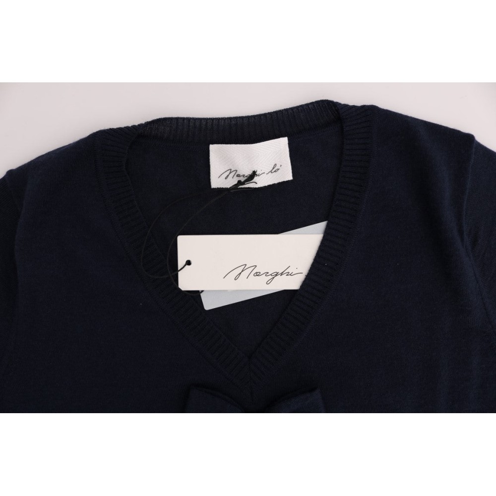 MARGHI LO\' Elegantes Top aus blauer Wolle - Schicke Eleganz für jeden Tag