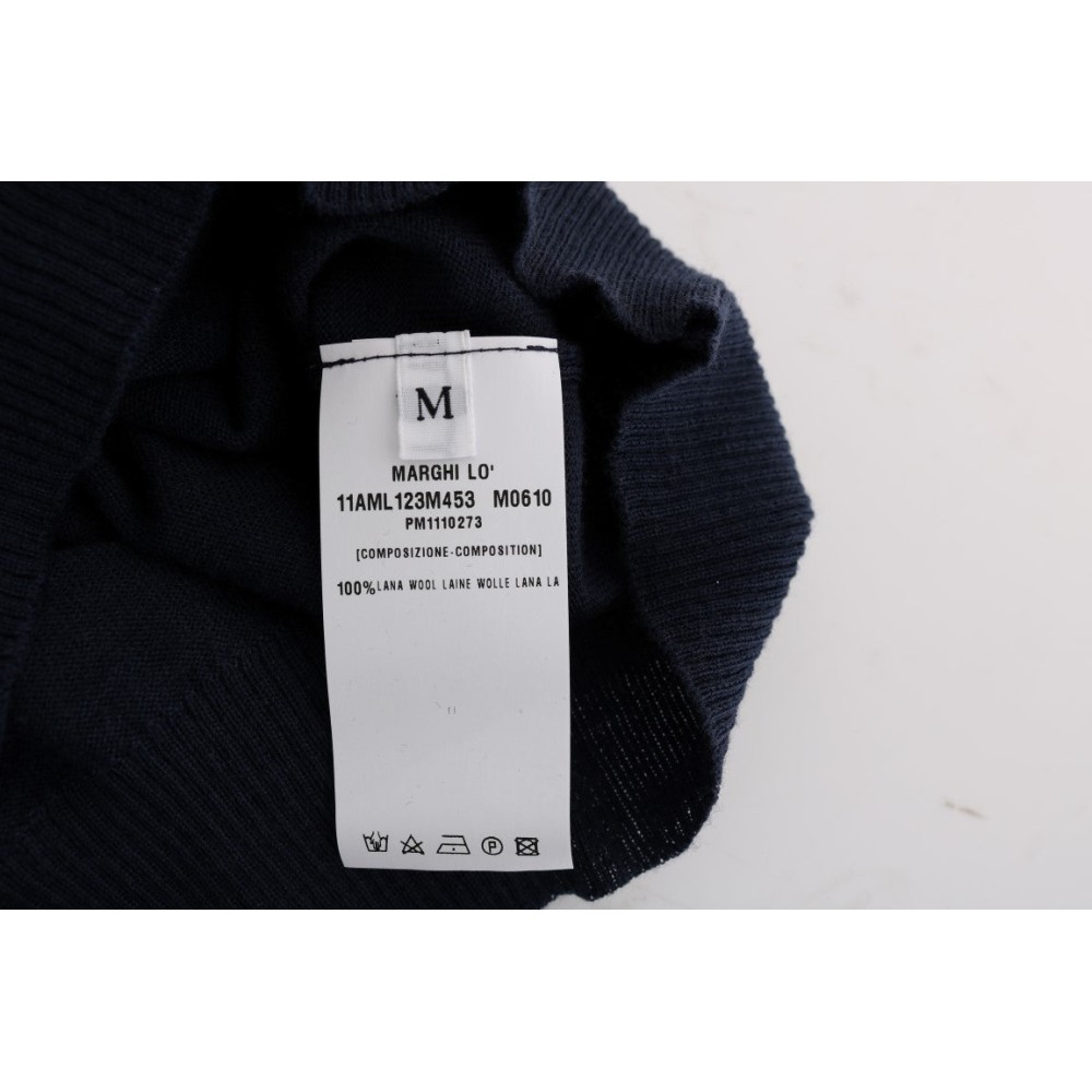 MARGHI LO\' Elegantes Top aus blauer Wolle - Schicke Eleganz für jeden Tag