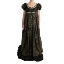 Dolce & Gabbana Sonnenblumen-Spitzen-Kristall-Maxi-Shiftkleid