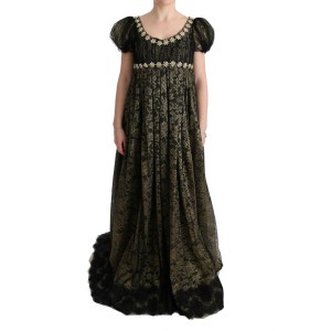 Dolce & Gabbana Sonnenblumen-Spitzen-Kristall-Maxi-Shiftkleid