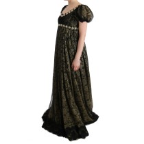 Dolce & Gabbana Sonnenblumen-Spitzen-Kristall-Maxi-Shiftkleid