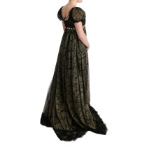 Dolce & Gabbana Sonnenblumen-Spitzen-Kristall-Maxi-Shiftkleid
