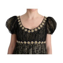Dolce & Gabbana Sonnenblumen-Spitzen-Kristall-Maxi-Shiftkleid