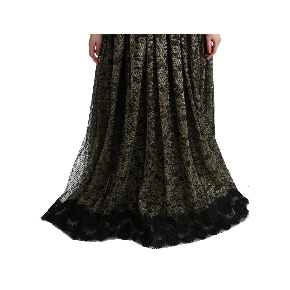 Dolce & Gabbana Sonnenblumen-Spitzen-Kristall-Maxi-Shiftkleid