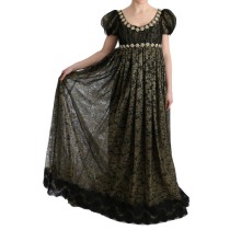Dolce & Gabbana Sonnenblumen-Spitzen-Kristall-Maxi-Shiftkleid
