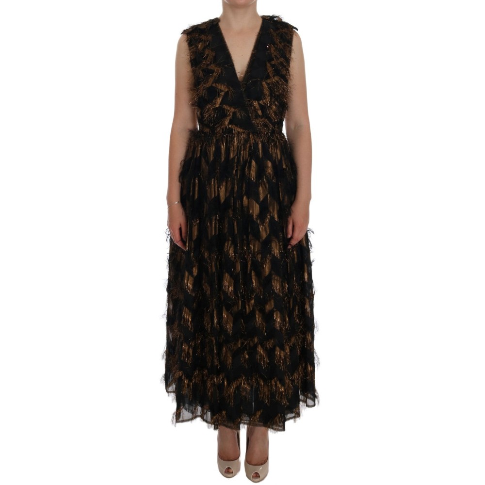 Dolce & Gabbana Elegantes A-Linie ärmelloses Kleid in voller Länge