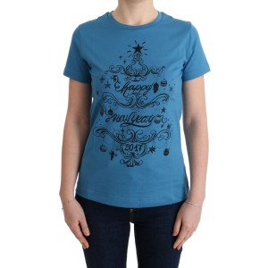 Dolce & Gabbana Schickes blaues Baumwoll-T-Shirt mit 2017 Druck