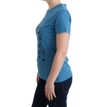 Dolce & Gabbana Schickes blaues Baumwoll-T-Shirt mit 2017 Druck