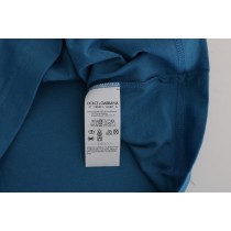 Dolce & Gabbana Schickes blaues Baumwoll-T-Shirt mit 2017 Druck