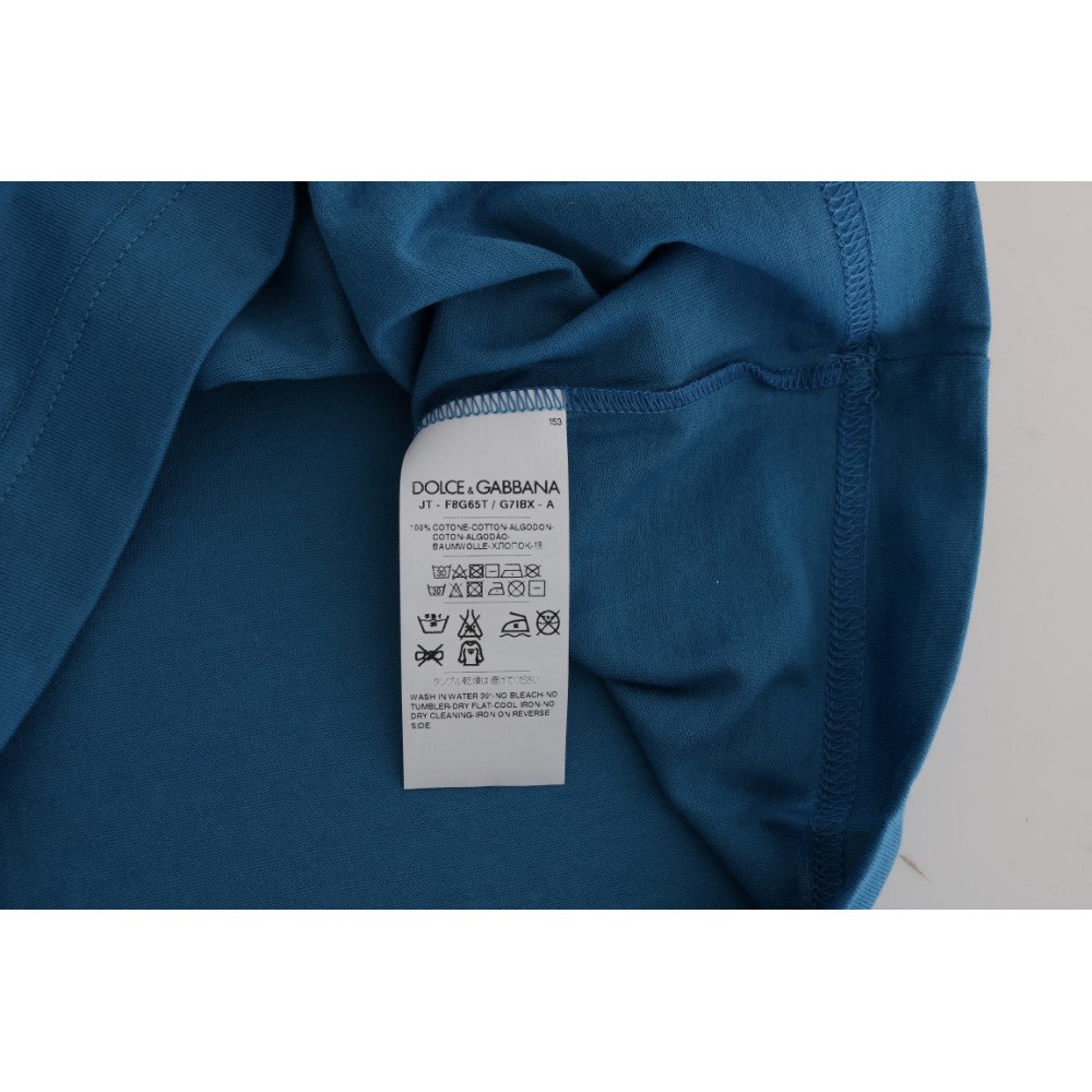 Dolce & Gabbana Schickes blaues Baumwoll-T-Shirt mit 2017 Druck