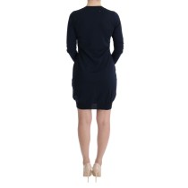MARGHI LO\' Elegantes Kleid aus blauer Wolle über dem Knie