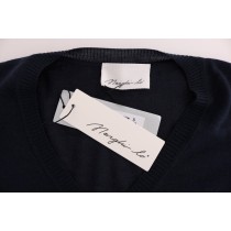MARGHI LO\' Elegantes Kleid aus blauer Wolle über dem Knie
