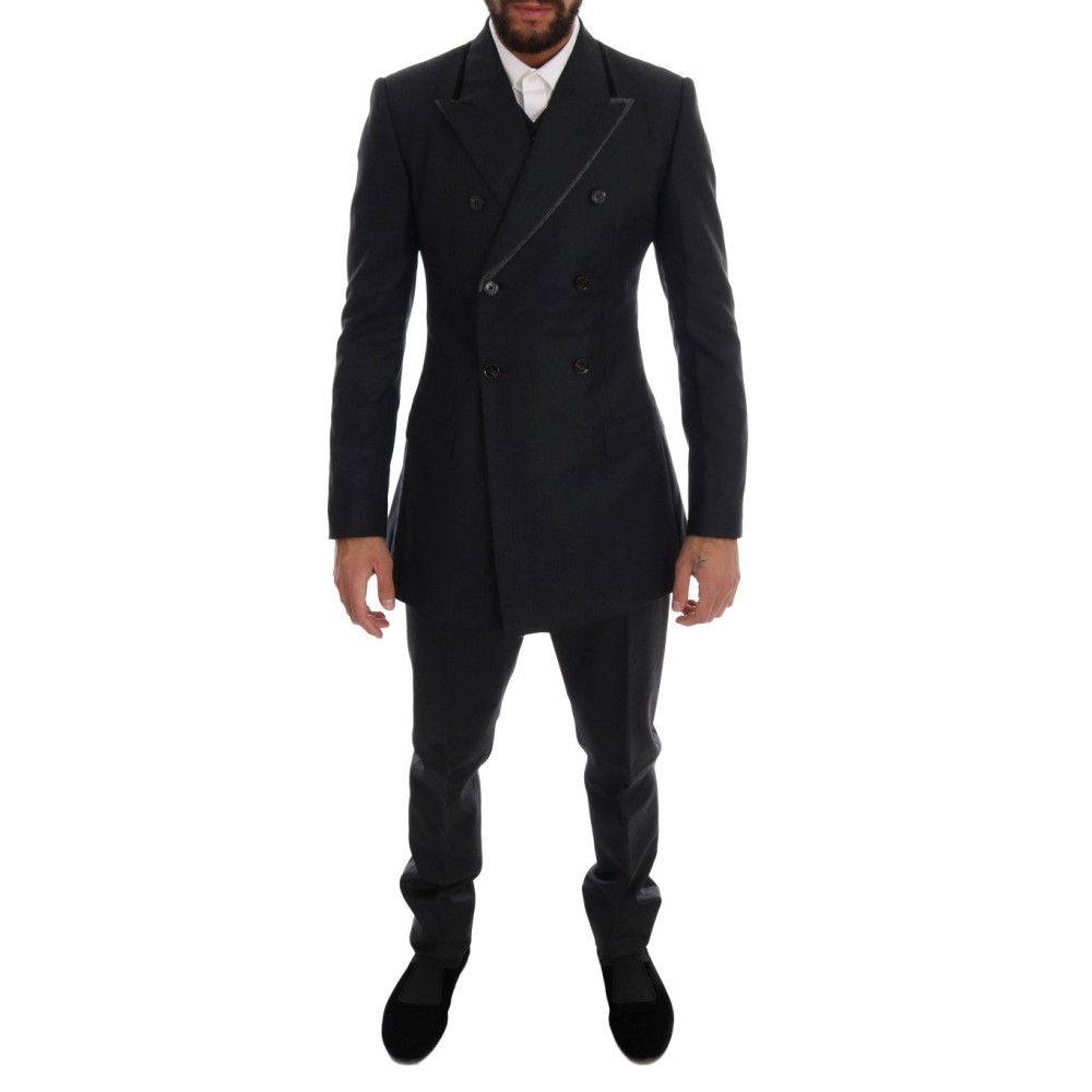 Dolce & Gabbana Eleganter grauer doppelreihiger Wollanzug