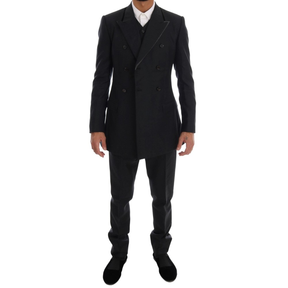 Dolce & Gabbana Eleganter grauer doppelreihiger Wollanzug
