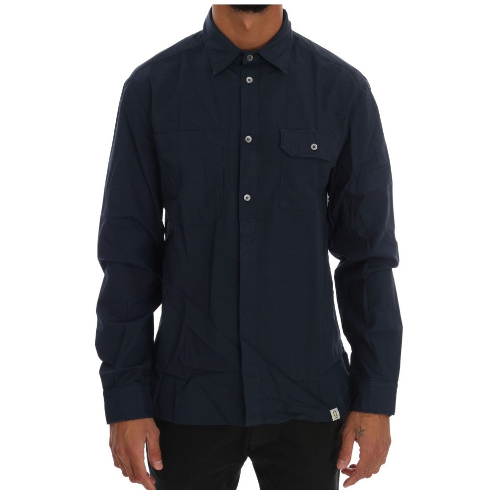 John Galliano Elegantes blaues Freizeithemd aus Baumwolle
