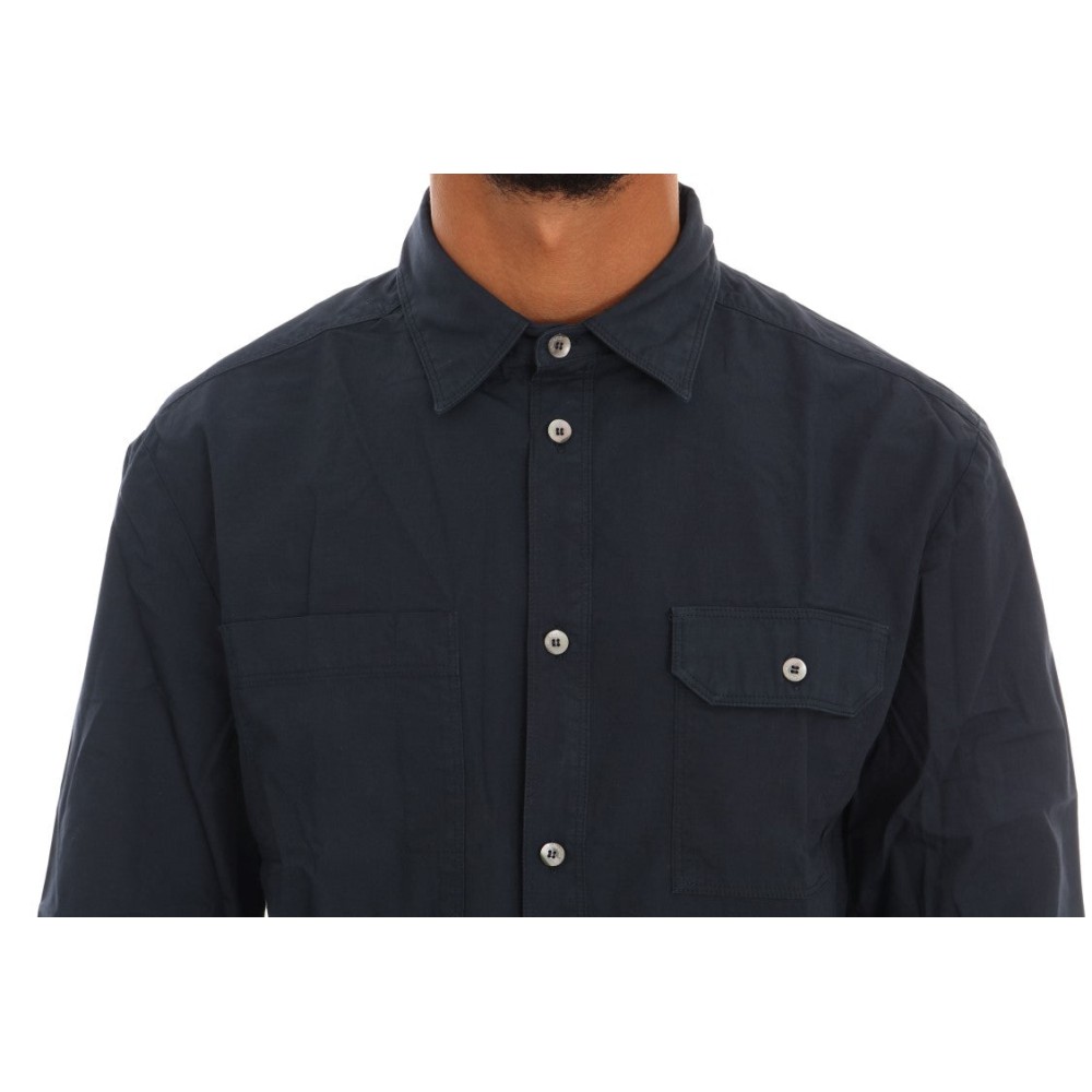 John Galliano Elegantes blaues Freizeithemd aus Baumwolle