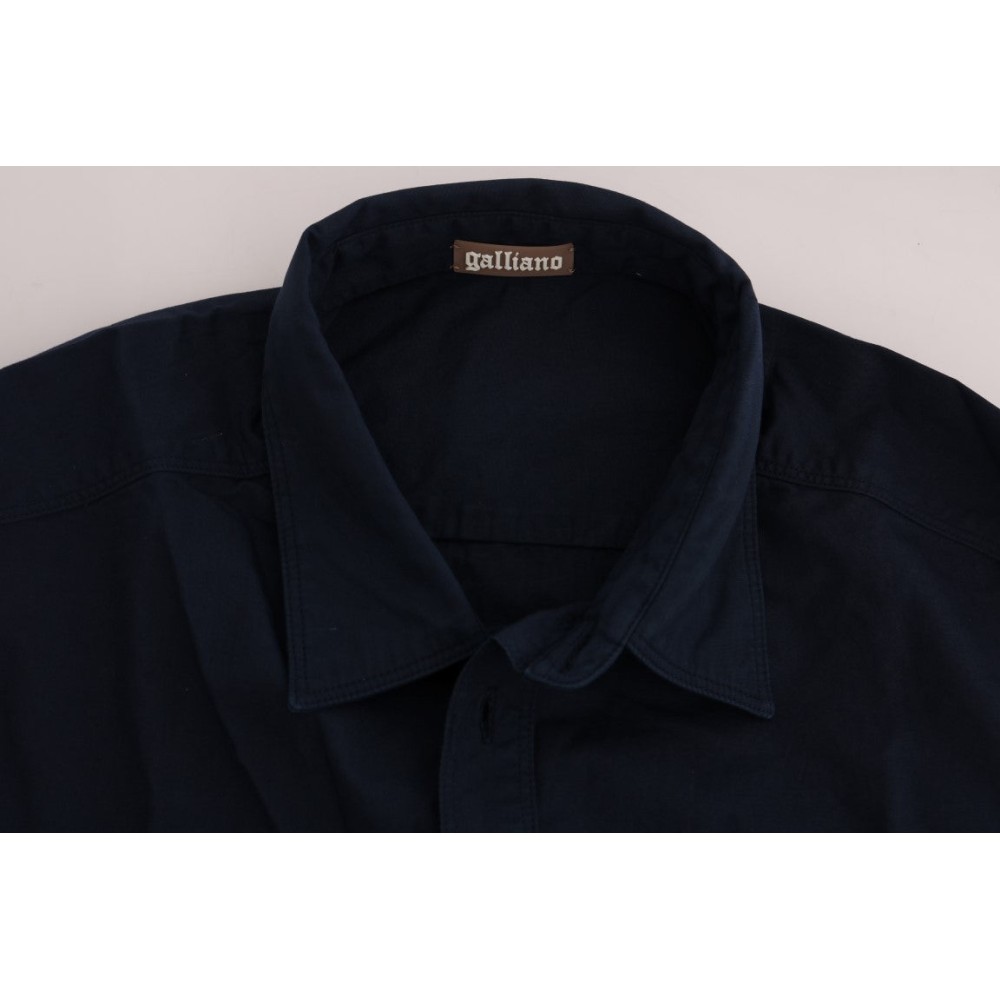 John Galliano Elegantes blaues Freizeithemd aus Baumwolle