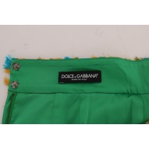 Dolce & Gabbana Eleganter grüner Jacquard-Rock mit hoher Taille