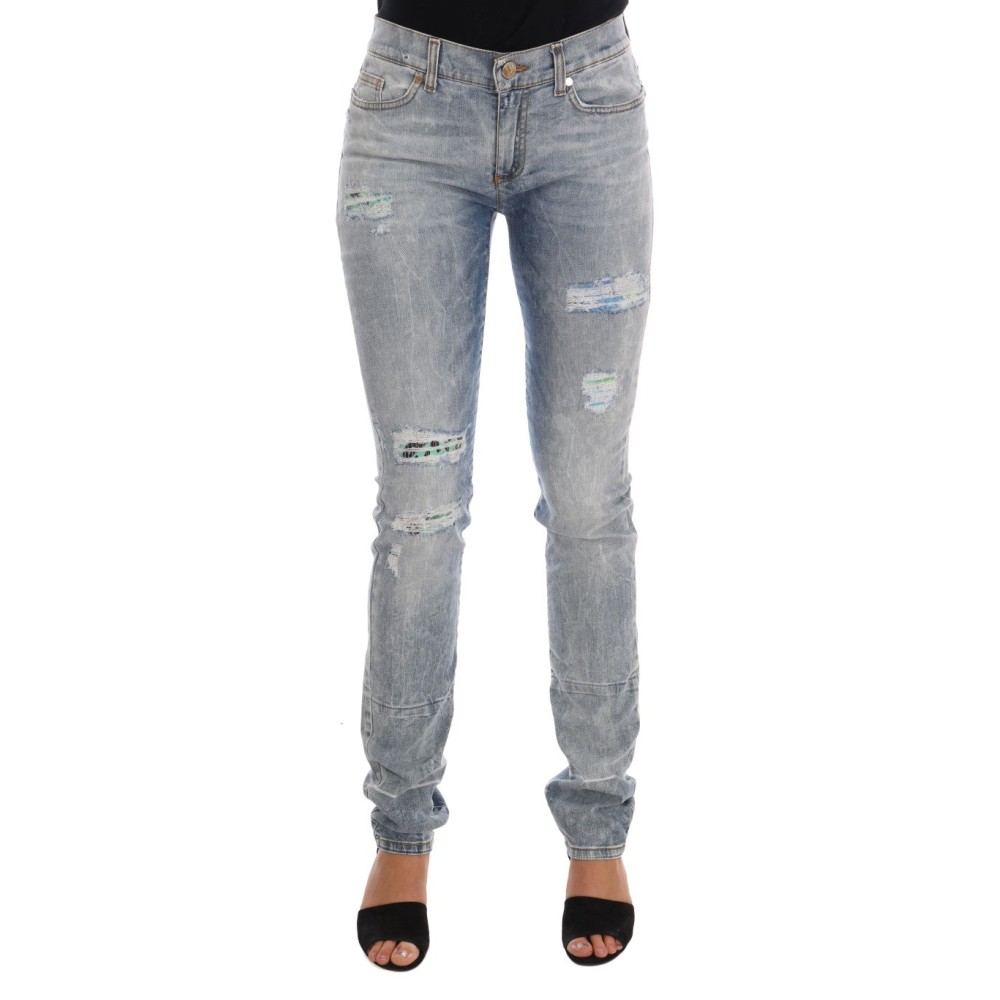 Versace Jeans Schicke hellblaue zerrissene Slim Fit Jeans